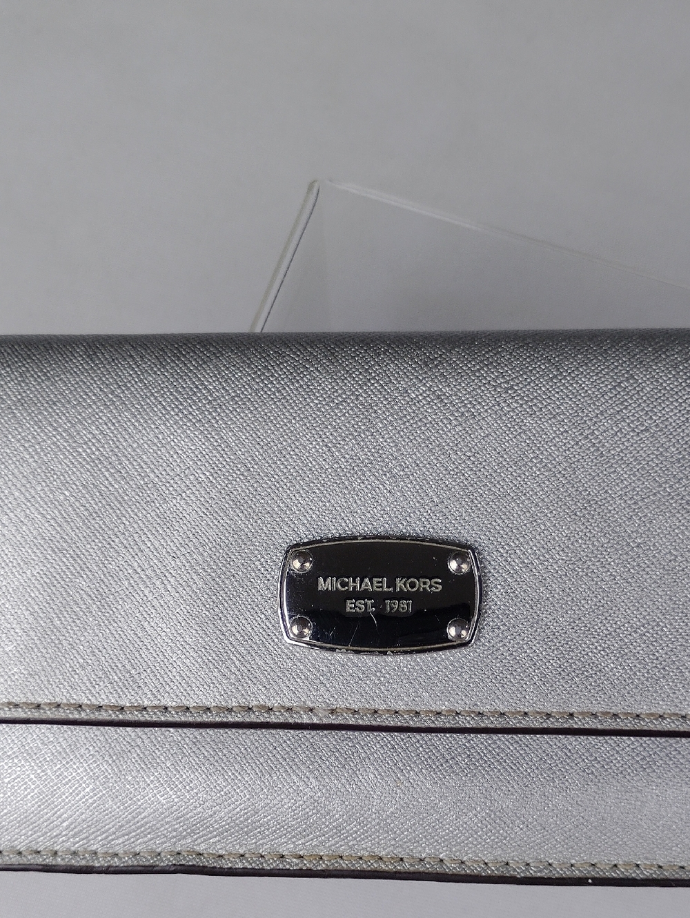 Michael Kors Metallic Silver Saffiano Leather Wallet - Picture 7 of 16